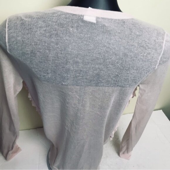 J.Crew Ruffle Cotton Cardigan Sweater Top Lightweight Knit Preppy V Semi Sheer M - Picture 3 of 16